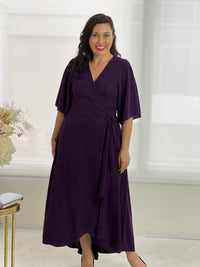 Parker Purple Glitter Wrap Dress