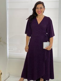 Parker Purple Glitter Wrap Dress