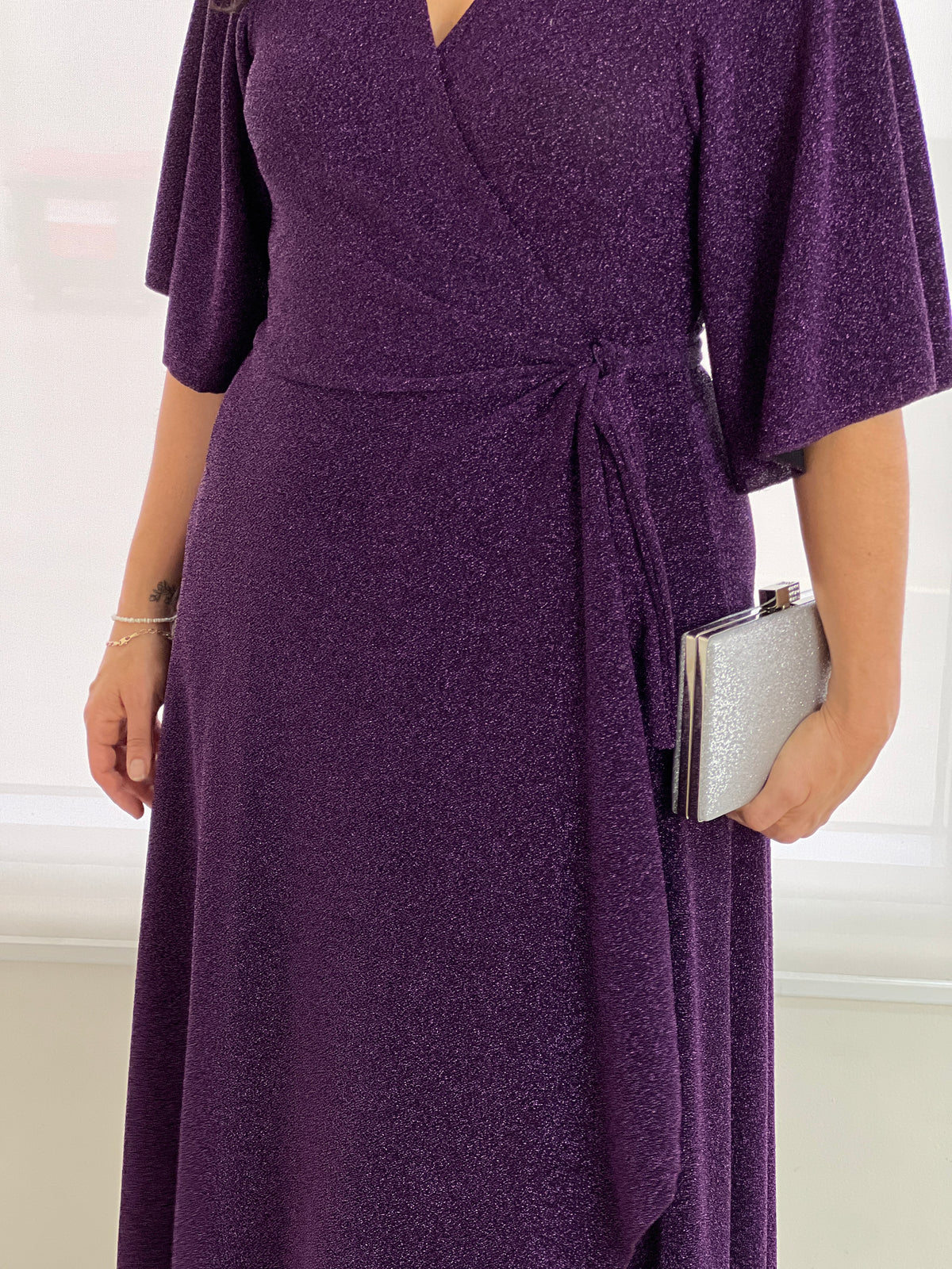 Parker Purple Glitter Wrap Dress