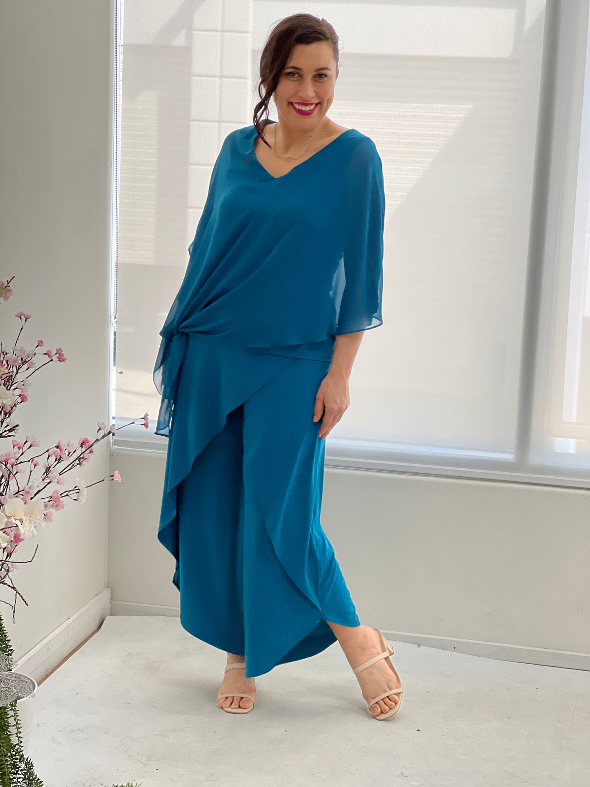 Nessa Teal Evening Top