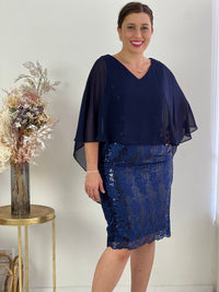 Scarlett Navy Sequin Evening Dress