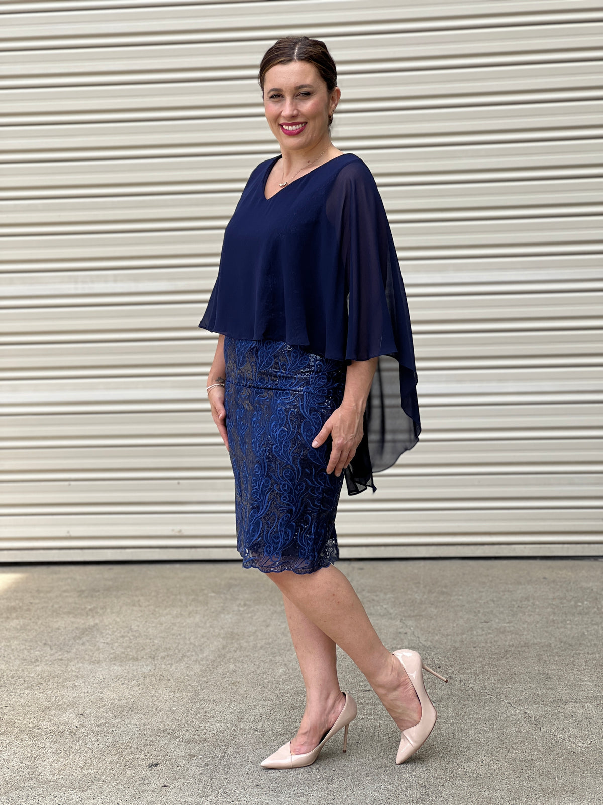 Scarlett Navy Sequin Evening Dress