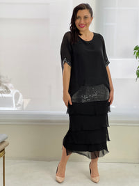 Vienna Black Silk Dress