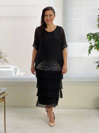 Vienna Black Silk Dress