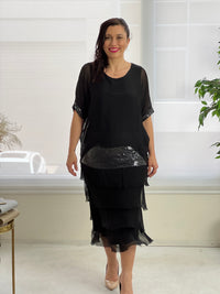 Vienna Black Silk Dress