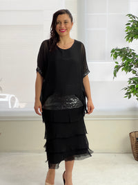 Vienna Black Silk Dress