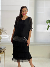 Vienna Black Silk Dress