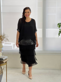 Vienna Black Silk Dress