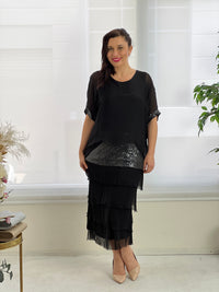 Vienna Black Silk Dress