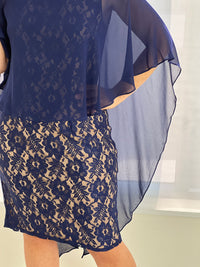 Yasmine Navy Goddess Lace Evening Dress