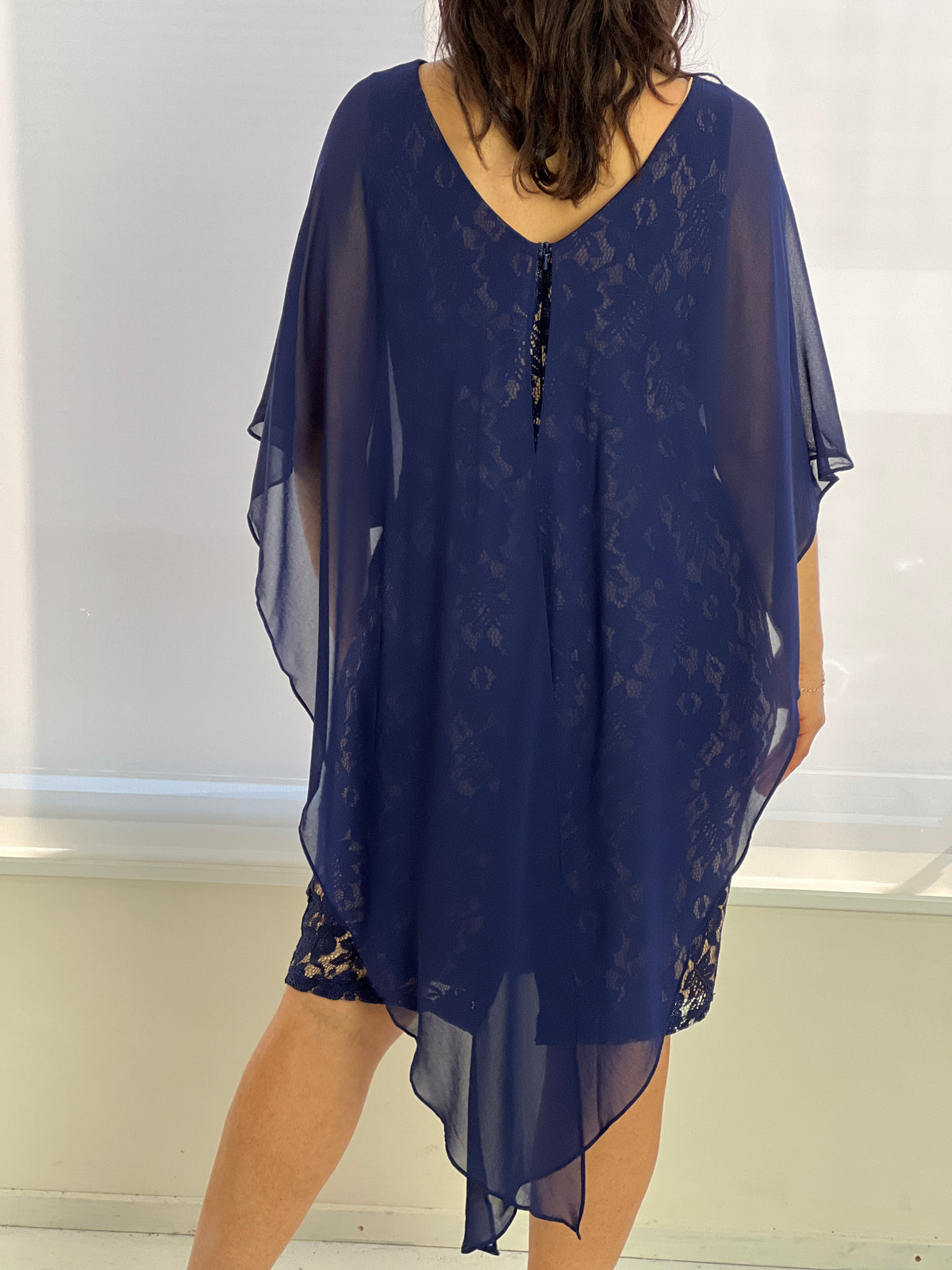 Yasmine Navy Goddess Lace Evening Dress