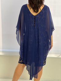 Yasmine Navy Goddess Lace Evening Dress