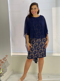 Yasmine Navy Goddess Lace Evening Dress