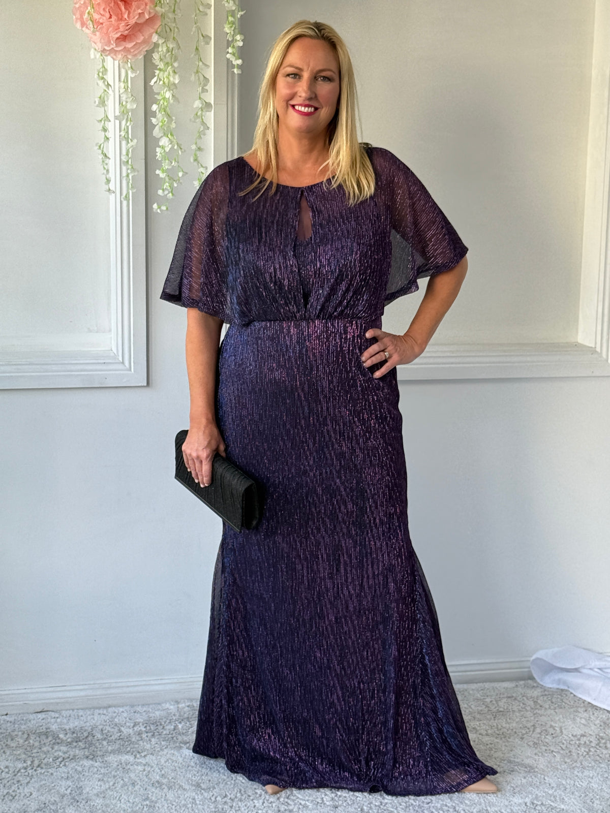 Reagan Purple Shimmer Evening Gown