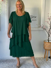 Bella Emerald Chiffon Evening Dress