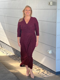 Odessa Burgundy Glitter Wrap Gown
