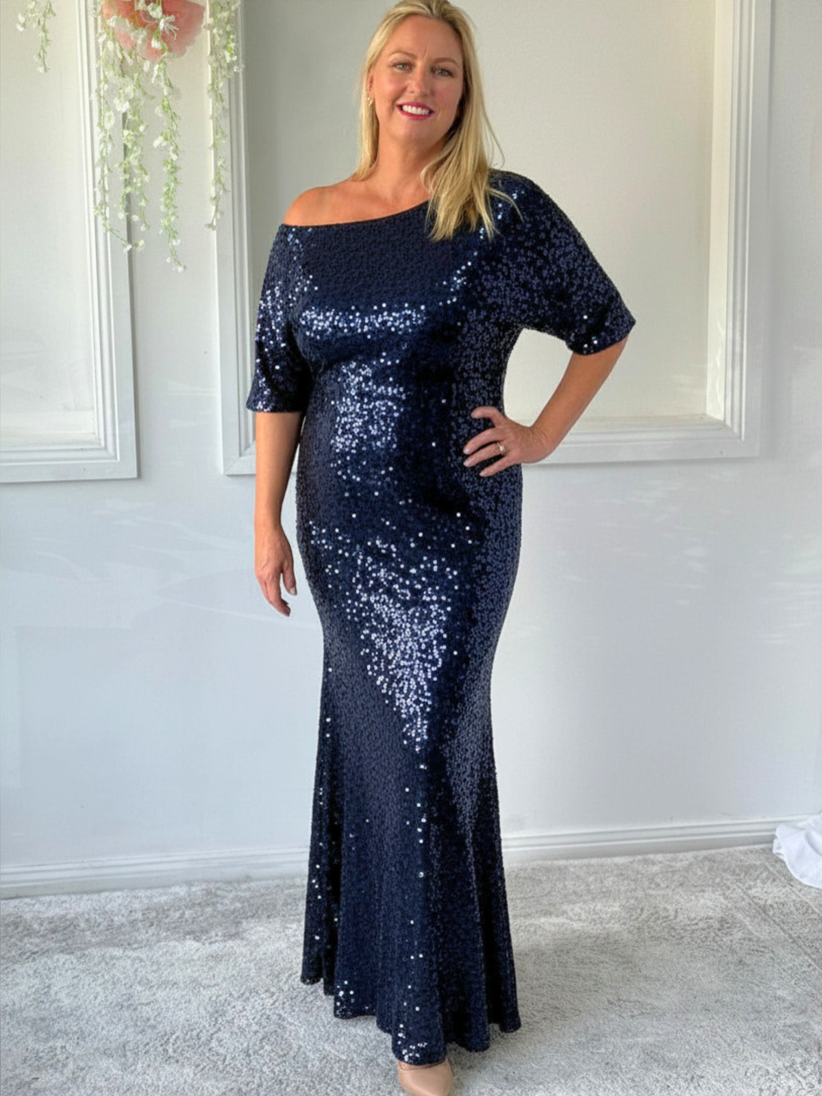Bailey Navy Sequin Gown