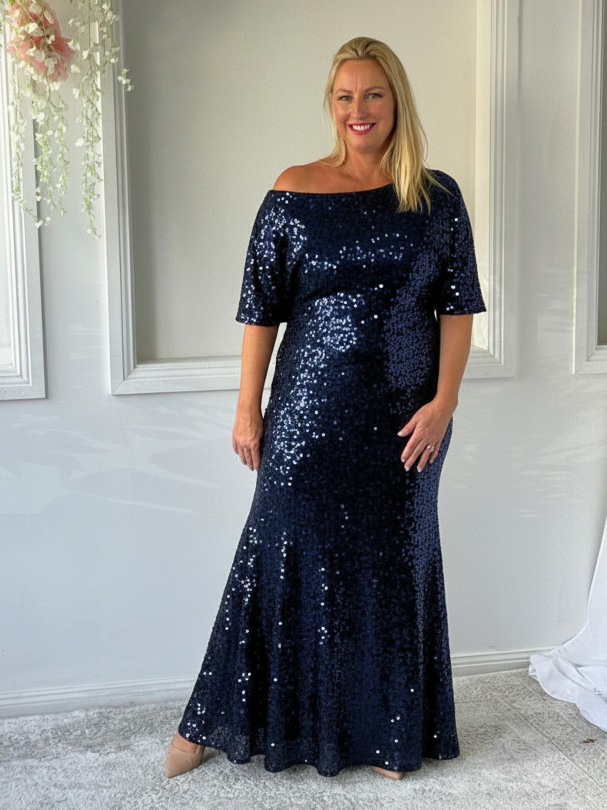 Bailey Navy Sequin Gown