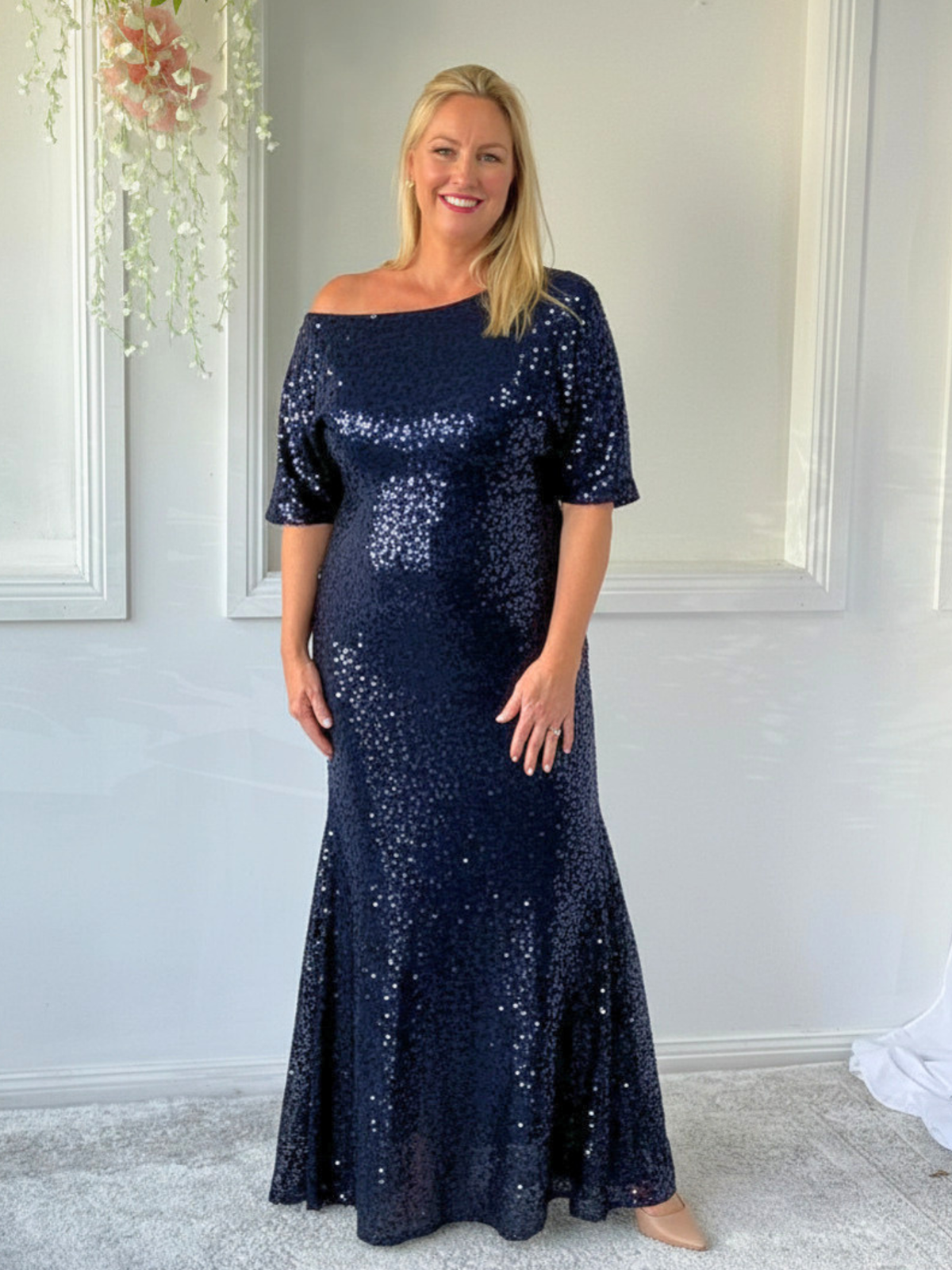 Bailey Navy Sequin Gown