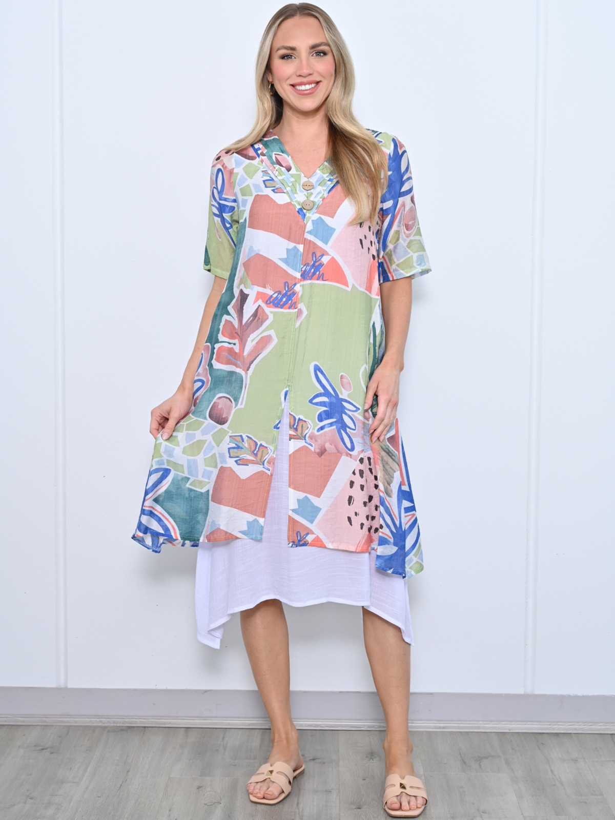 Verona Mint Abstract Layering Dress