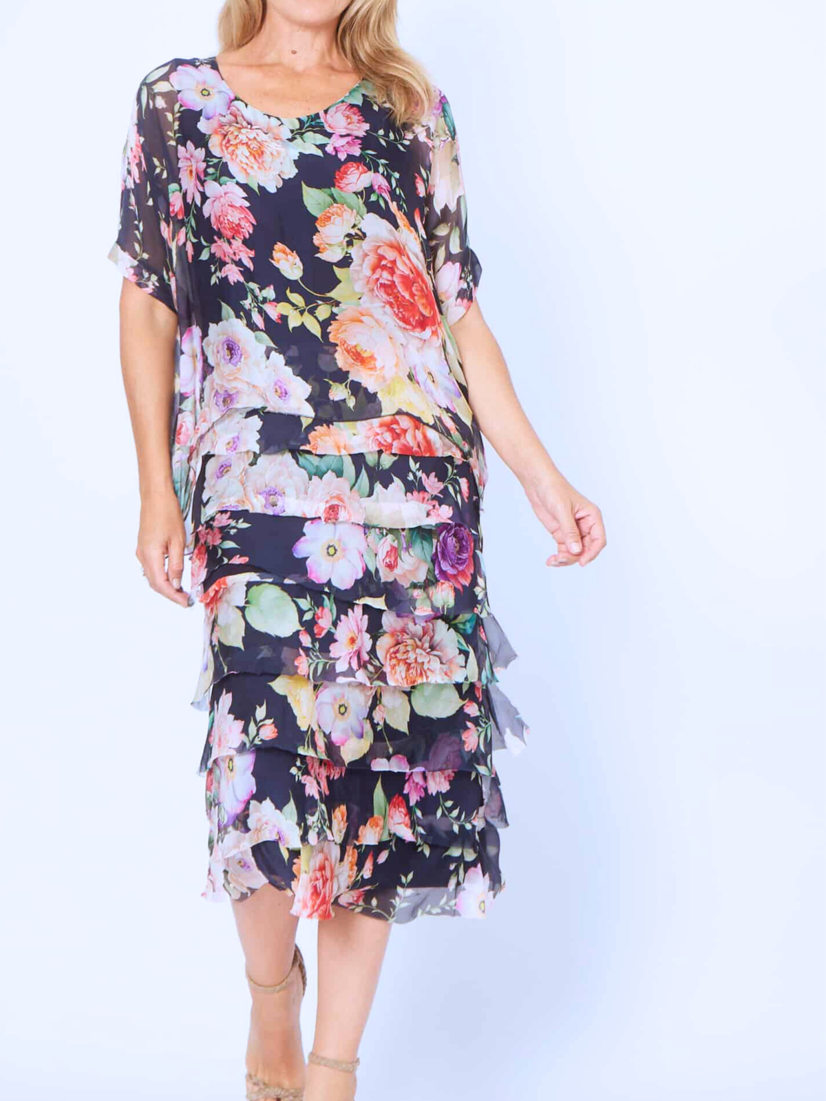 Clyde Rose Garden Silk Dress