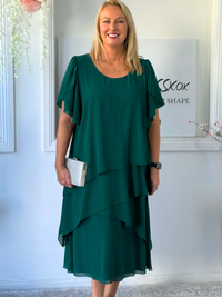 Bella Emerald Chiffon Evening Dress