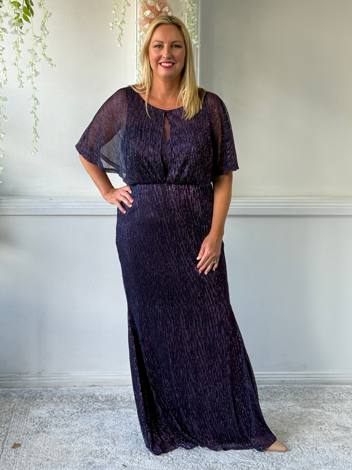 Reagan Purple Shimmer Evening Gown