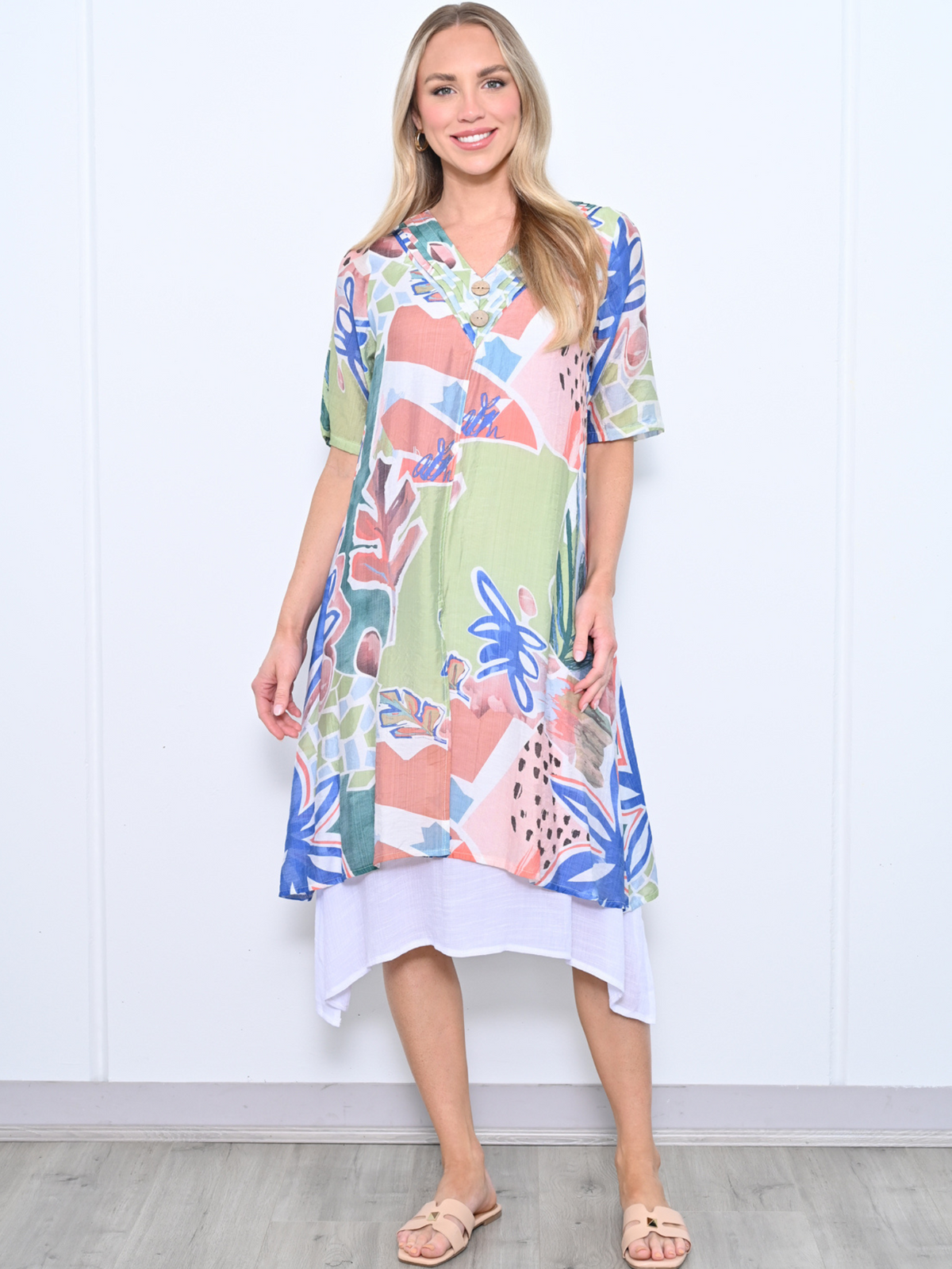 Verona Mint Abstract Layering Dress