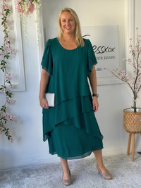 Bella Emerald Chiffon Evening Dress