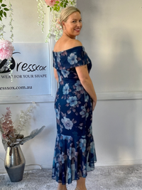 Audrey Navy Floral Evening Gown