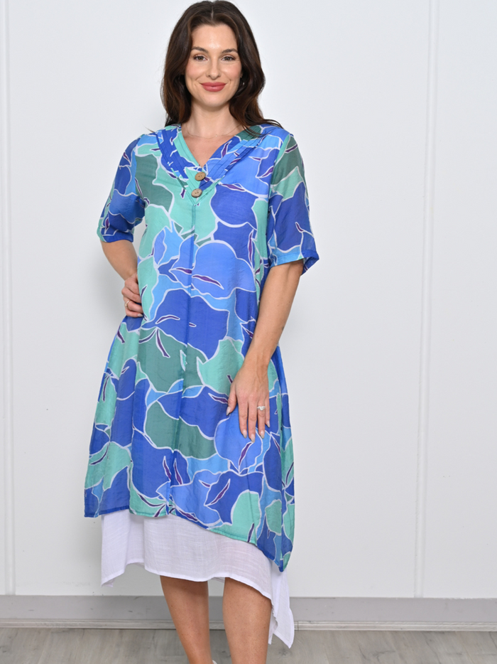 Verona Royal Leaf Layering Dress