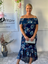 Audrey Navy Floral Evening Gown