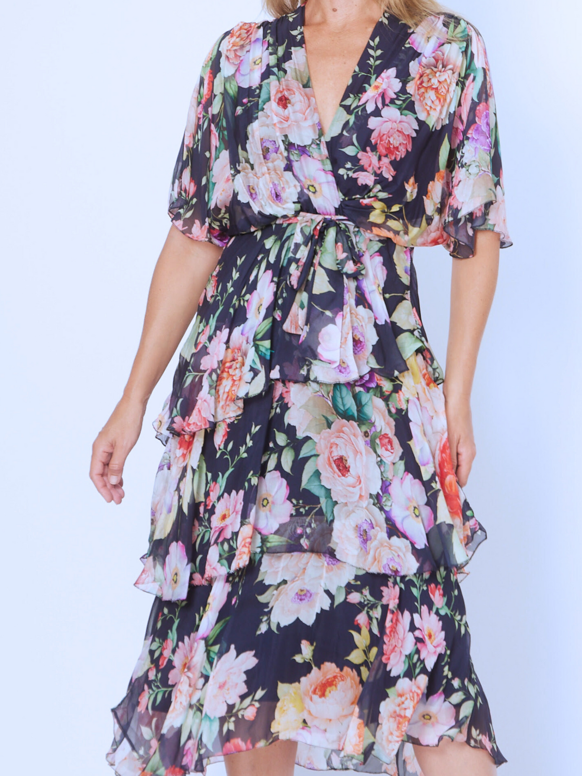 Clara Rose Garden Silk Dress