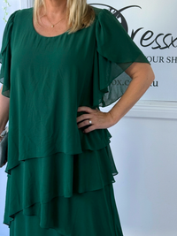 Bella Emerald Chiffon Evening Dress