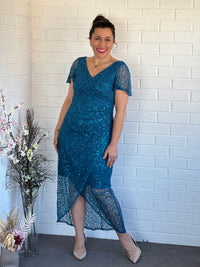 Alana Teal Sequin Gown