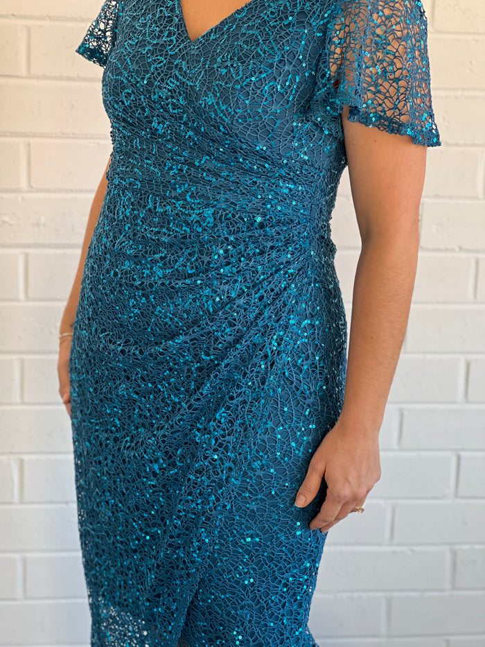 Alana Teal Sequin Gown