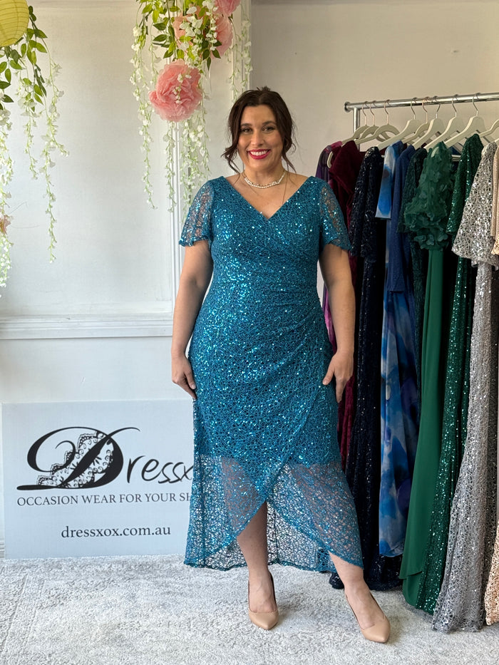 Alana Teal Sequin Gown