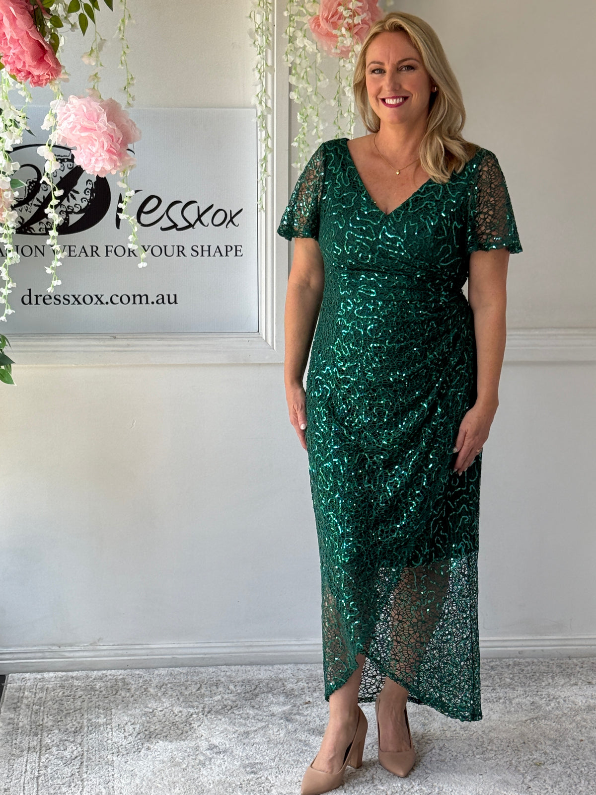 Alana Emerald Sequin Gown