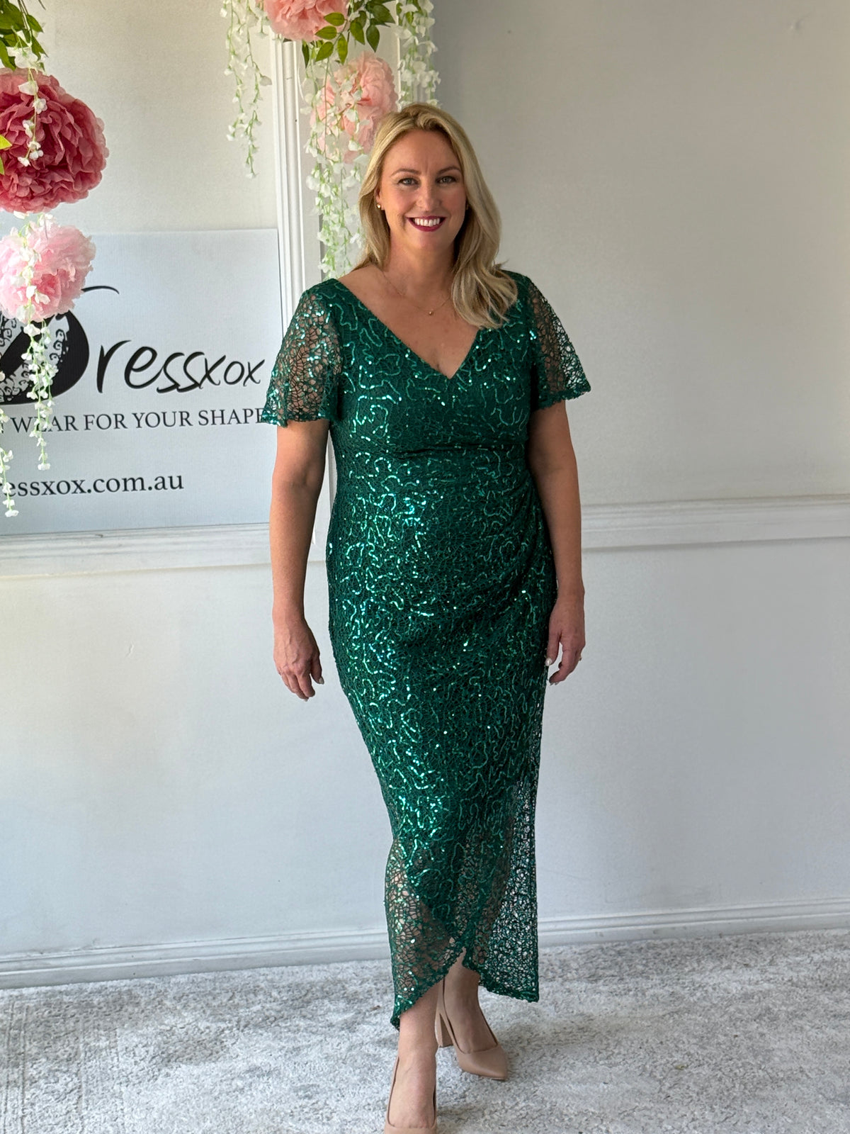 Alana Emerald Sequin Gown