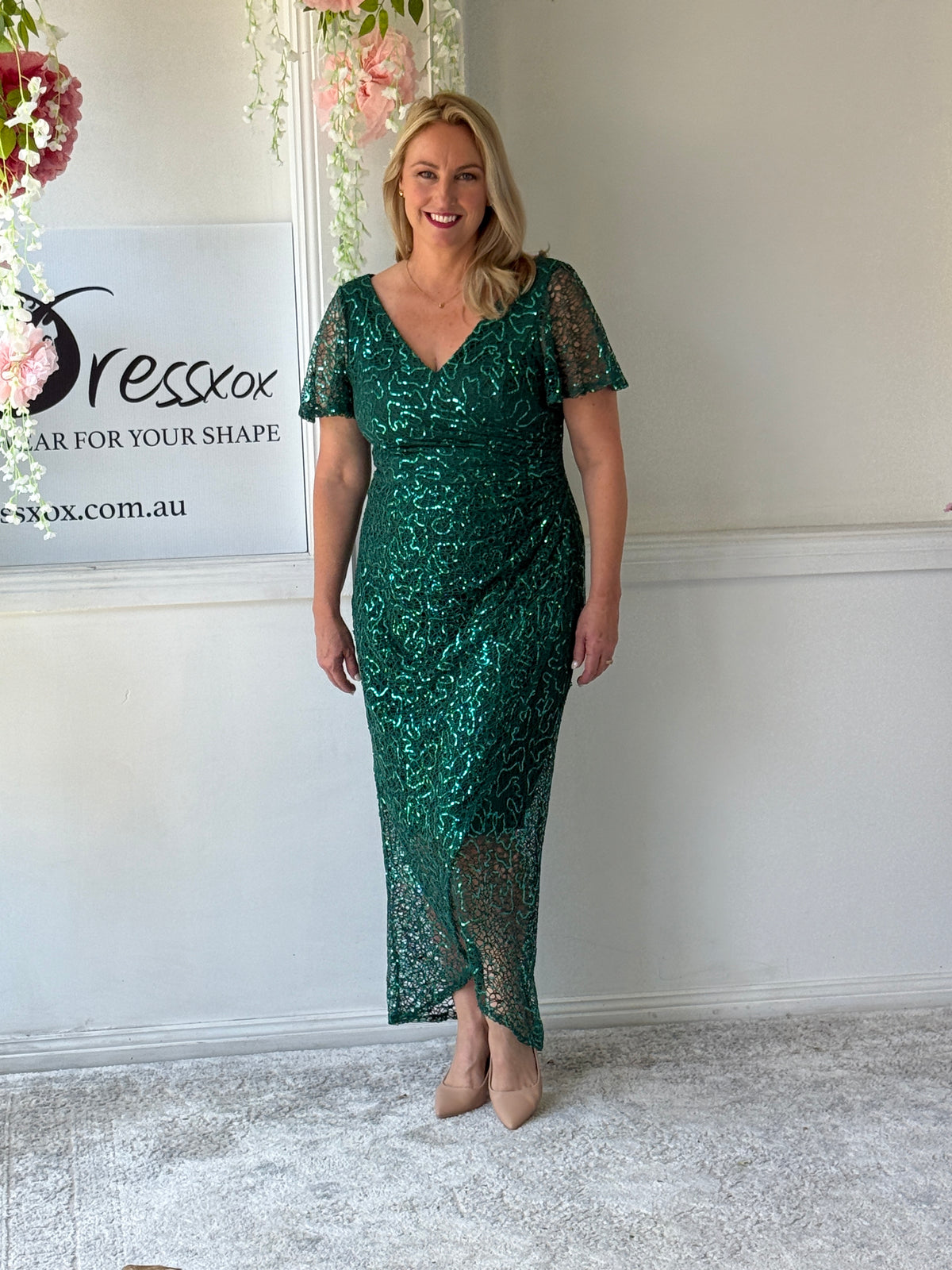 Alana Emerald Sequin Gown