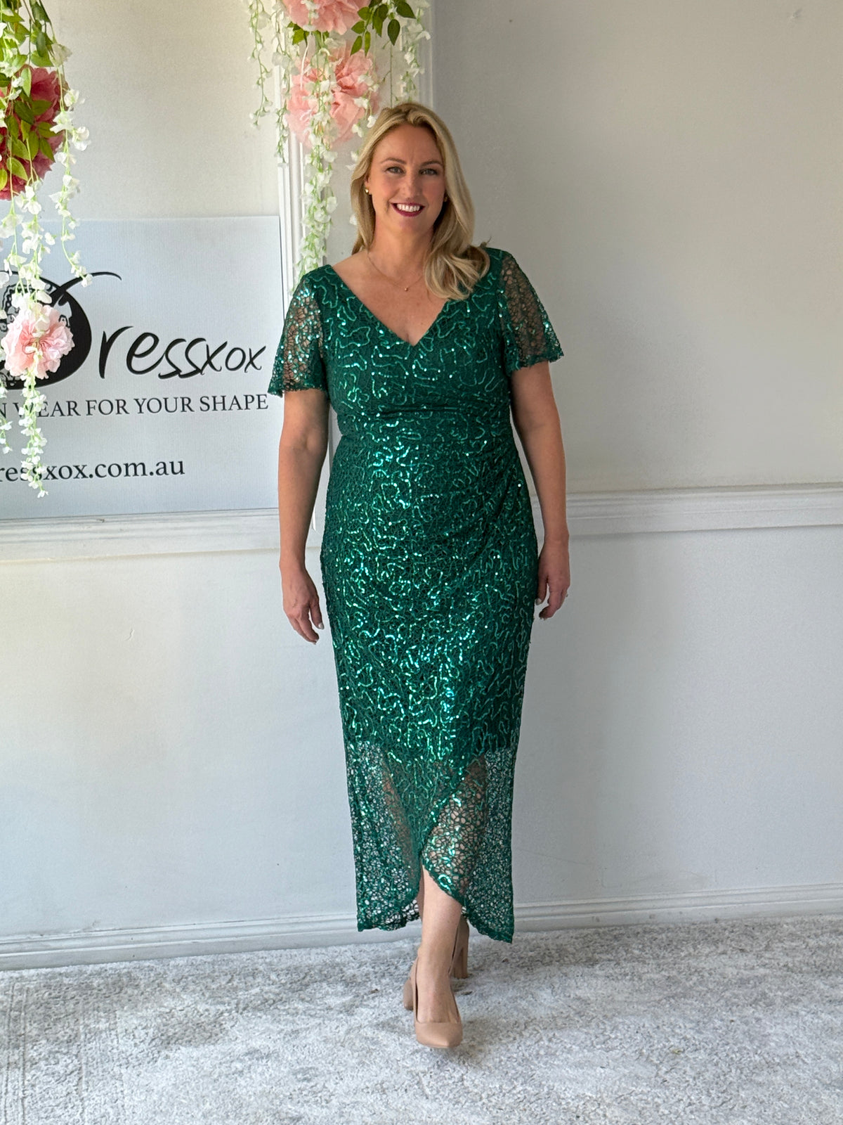 Alana Emerald Sequin Gown