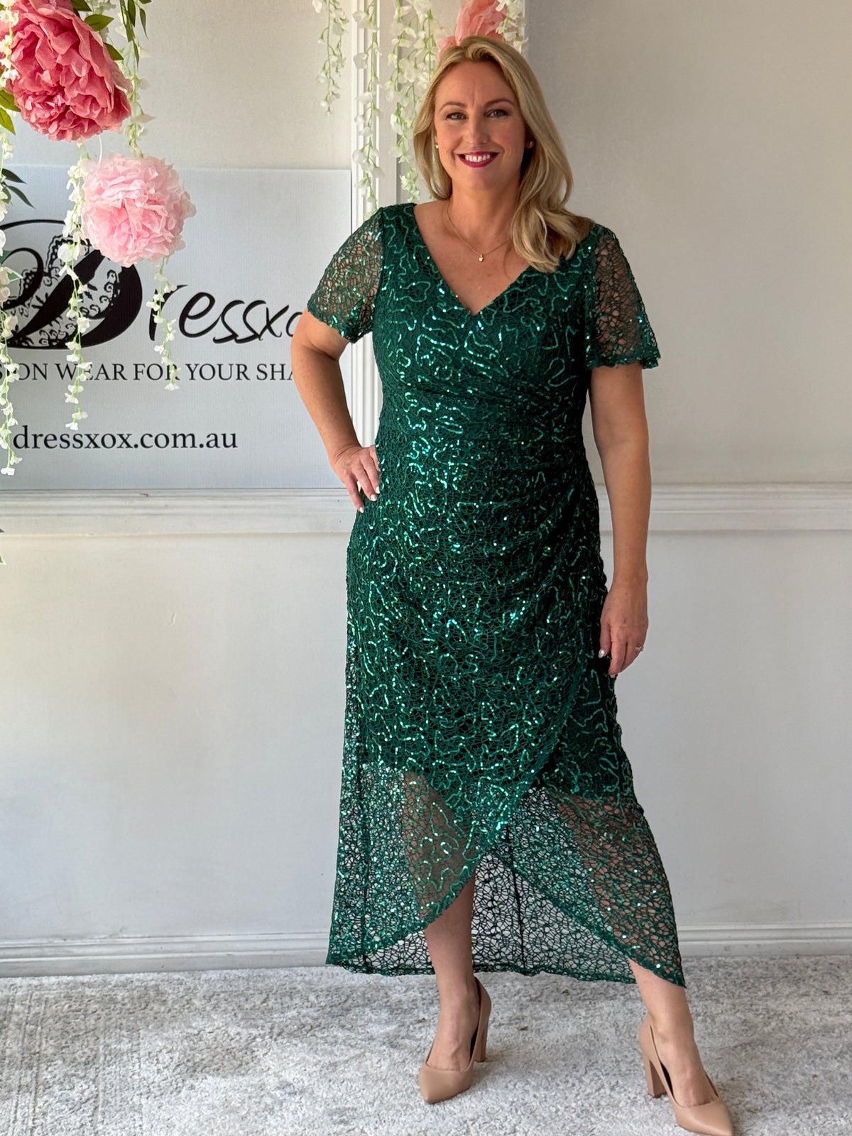 Alana Emerald Sequin Gown