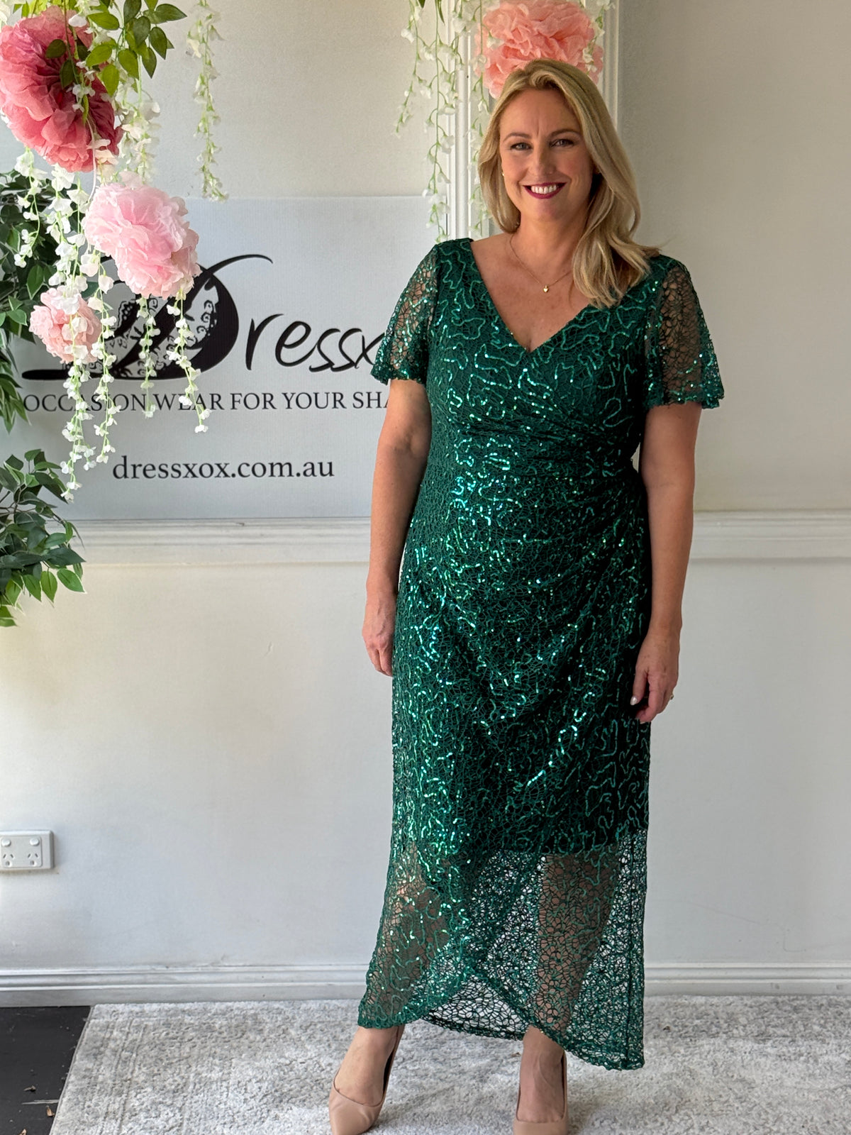 Alana Emerald Sequin Gown