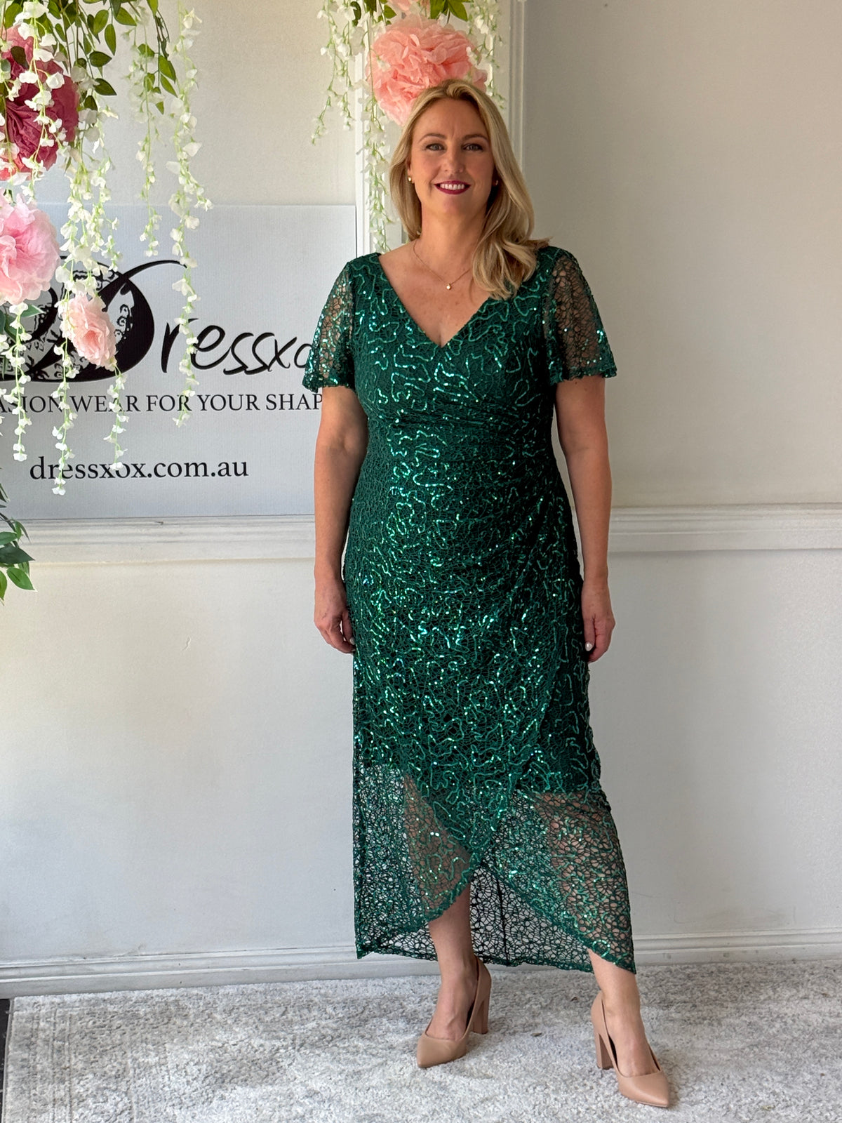 Alana Emerald Sequin Gown