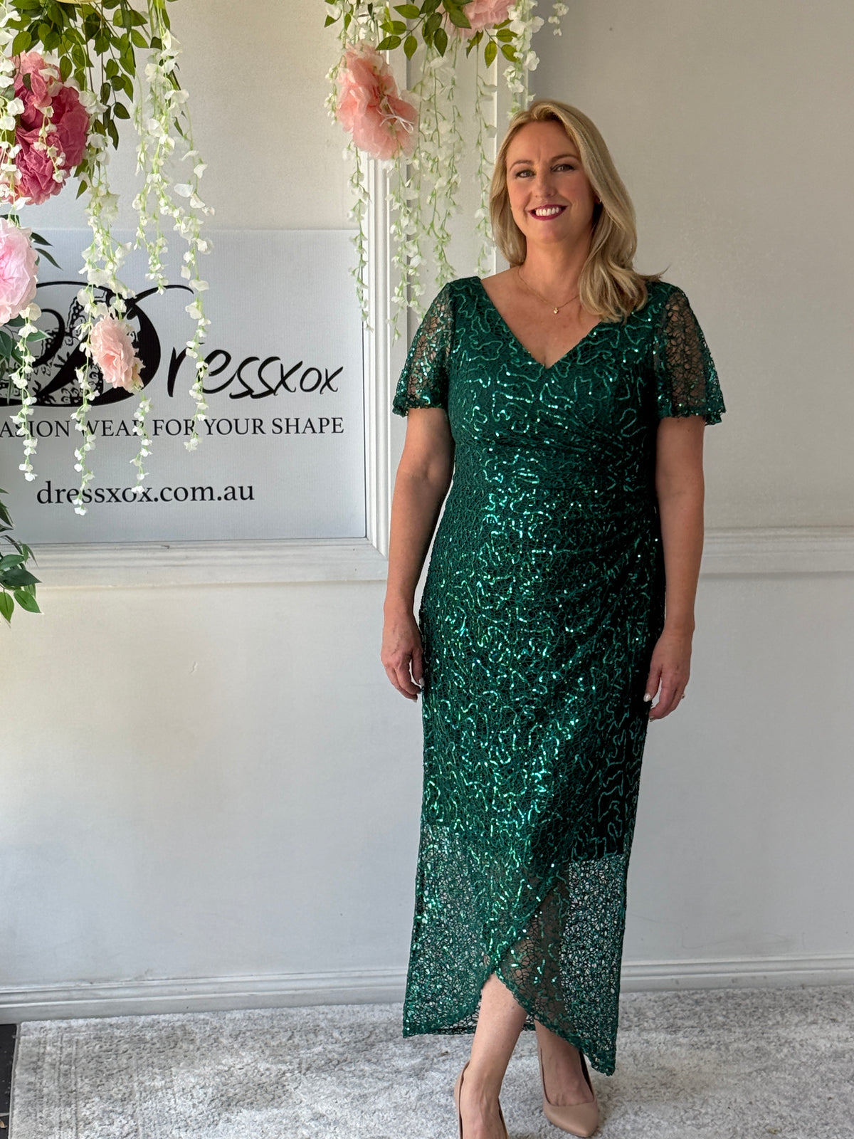 Alana Emerald Sequin Gown