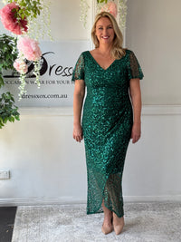 Alana Emerald Sequin Gown