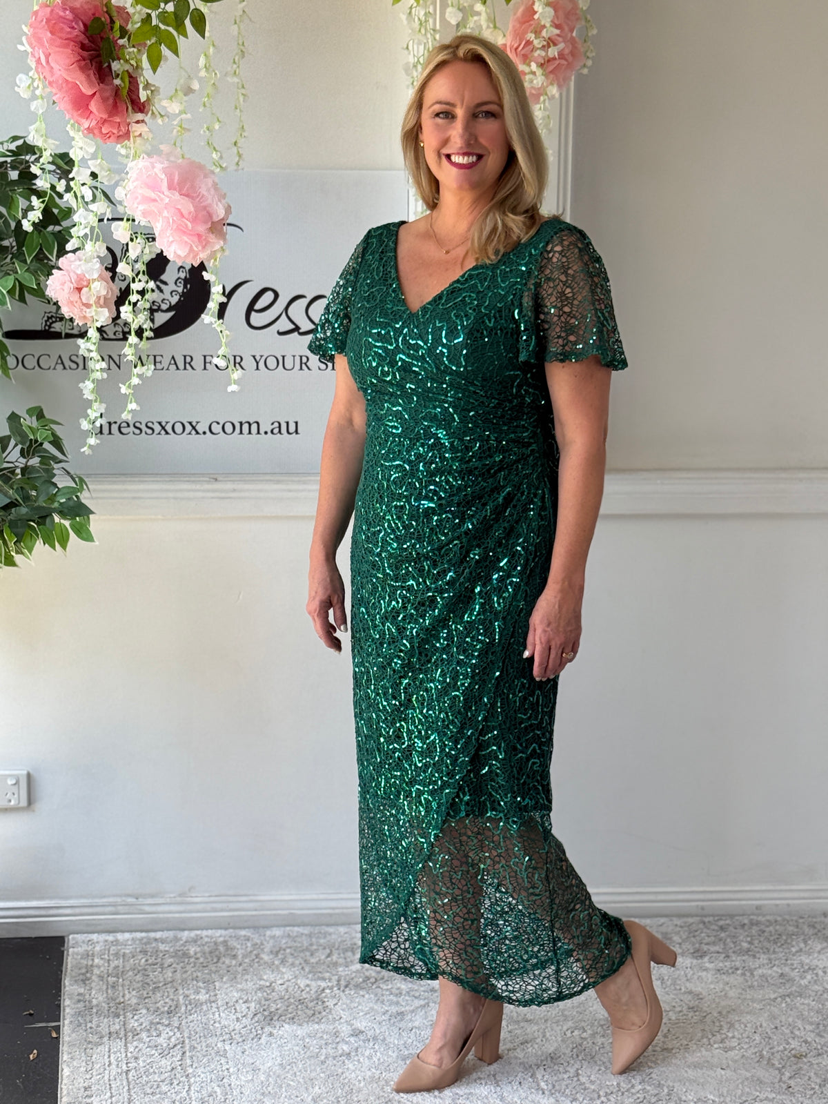 Alana Emerald Sequin Gown