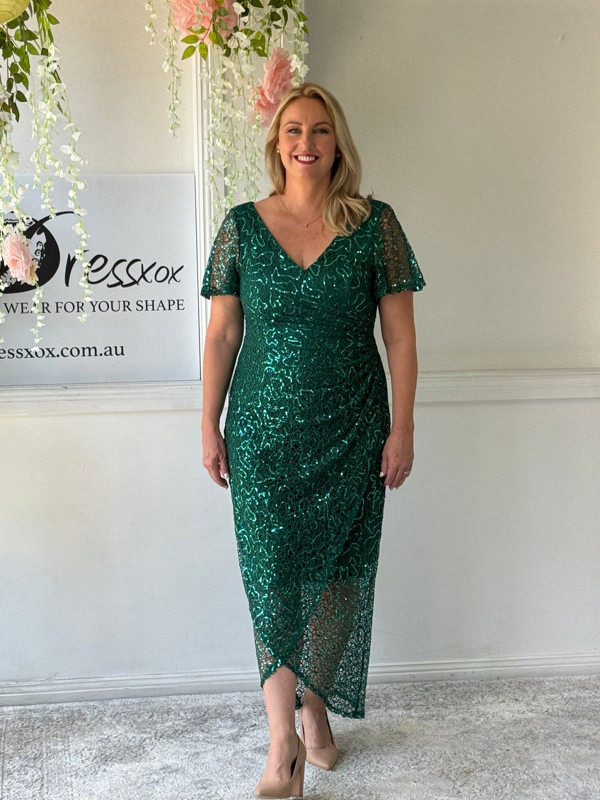 Alana Emerald Sequin Gown