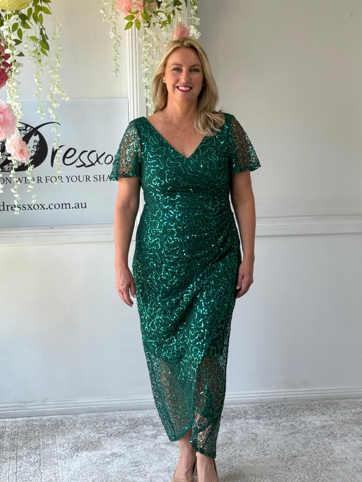 Alana Emerald Sequin Gown
