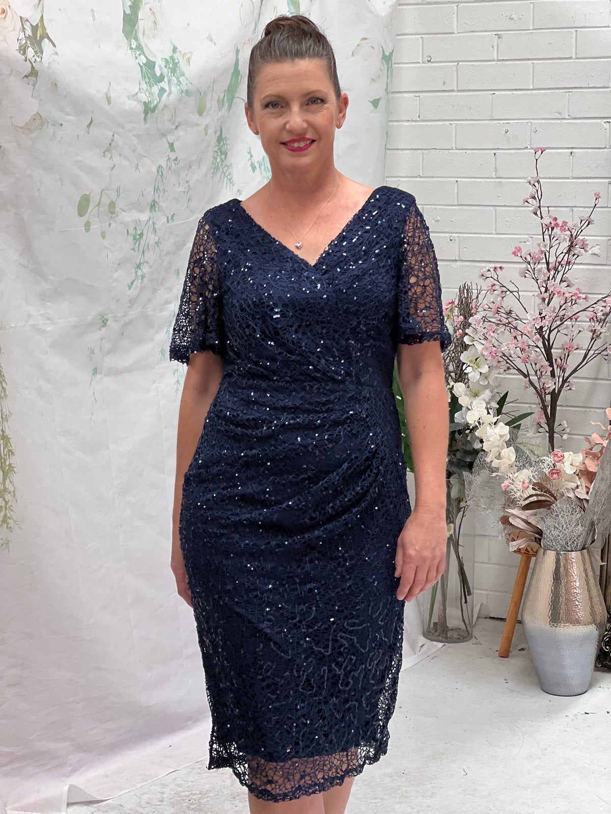 Apollo Navy Sequin Evening Dress